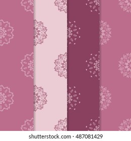 Set of seamless patterns with snowflakes. Ornament for Christmas, New Year card, winter design.