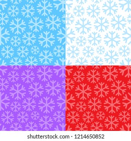 Set of seamless patterns with snowflakes. Vector illustration.
