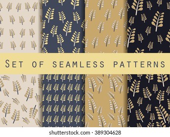 Set of seamless patterns. Spring pattern. The pattern for wallpaper, tiles, fabrics and designs. Vector illustration.