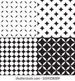 Set of seamless patterns. Starry background. Abstract geometric wallpaper of the surface. Dotted texture. Print for polygraphy, posters, t-shirts and textiles. Doodle for design