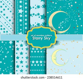 set of seamless patterns - Starry Sky