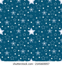 A set of seamless patterns with stars. The starry night sky. 1000x1000, Vector graphics.