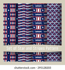 Set of seamless patterns with stars and stripes - Ornamental Design American Flag style