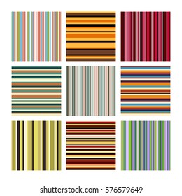 set of seamless patterns: stripes color straight