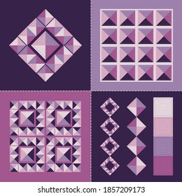 A set of seamless patterns, stripes, and ornament. Aztec elements. Design with manual hatching. Textile. Ethnic boho ornament. Vector illustration for web design or print.