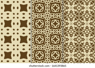 Set of seamless patterns. Stylish graphic patterns on a colored background. Template art textures for printing on fabric, wrapping paper, Wallpaper. Vector ornament
