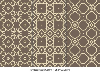 Conjunto de patrones sin fisuras. Diseño gráfico en un fondo de color. Texturas de arte de plantilla para impresión en tela, papel de envoltura, Papel tapiz. Ornamento vectorial