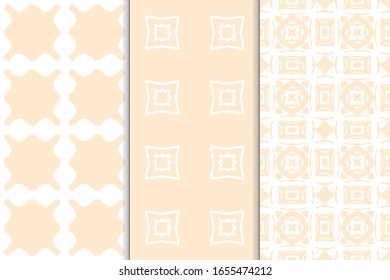 Set of seamless patterns. Stylish graphic patterns on a colored background. Template art textures for printing on fabric, wrapping paper, Wallpaper. Vector ornament