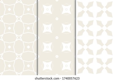 Set of seamless patterns. Stylish graphic patterns on a colored background. Template art textures for printing on fabric, wrapping paper, Wallpaper. Vector ornament