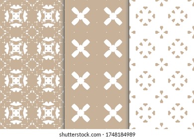 Set of seamless patterns. Stylish graphic patterns on a colored background. Template art textures for printing on fabric, wrapping paper, Wallpaper. Vector ornament