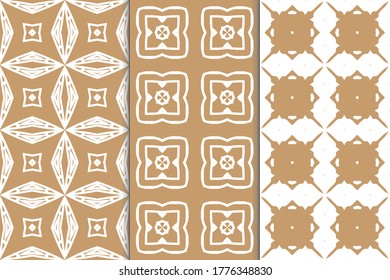 Set of seamless patterns. Stylish graphic patterns on a colored background. Template art textures for printing on fabric, wrapping paper, Wallpaper. Vector ornament