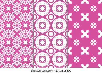 Conjunto de patrones sin fisuras. Patrones gráficos elegantes en un fondo de color. Texturas de arte de plantilla para imprimir en tela, papel de envoltura, Papel tapiz. Ornamento vectorial