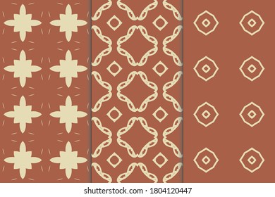 Set of seamless patterns. Stylish graphic patterns on a colored background. Template art textures for printing on fabric, wrapping paper, Wallpaper. Vector ornament