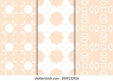 Set of seamless patterns. Stylish graphic patterns on a colored background. Template art textures for printing on fabric, wrapping paper, Wallpaper. Vector ornament