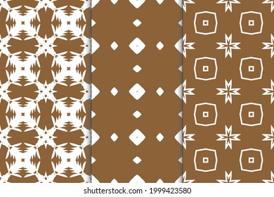 Set of seamless patterns. Stylish graphic patterns on a colored background. Template art textures for printing on fabric, wrapping paper, Wallpaper. Vector ornament