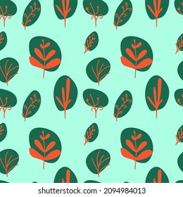 A set of seamless patterns of stylized plants, doodle, vector background 1000x1000 pixels.