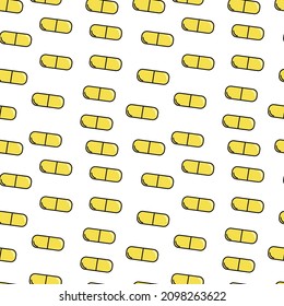 A set of seamless patterns of tablets (pills) pixels 1000x1000, vector grafic.