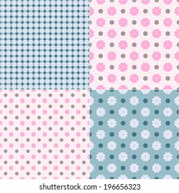 Set of seamless patterns. Texture with flowers. Vector illustration. The frame is removed. 