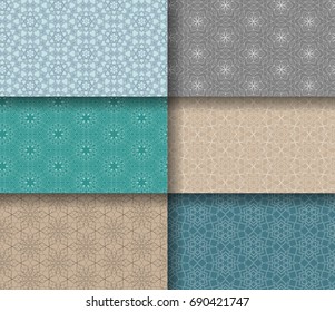 Set of seamless patterns tile with mandalas. Vintage decorative elements. Hand drawn background. Islam, Arabic, Indian, ottoman motifs. Perfect for printing on fabric or paper.