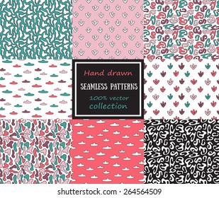 Set of seamless patterns  (tiling). Vector illustration for abstract design. Endless texture can be used for fills, web page background, surface.