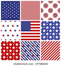 Usa Seamless Patterns Vector Illustration America Stock Vector (Royalty ...