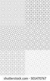 Set of seamless patterns with traditional ornament. Vector illustration.
