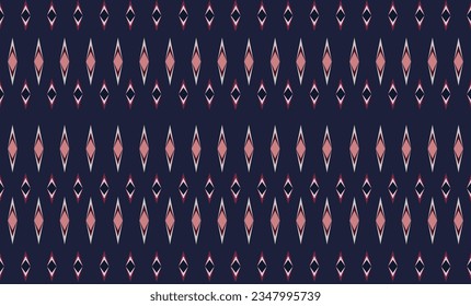 conjunto de patrones sin fisuras como patrón de diamante rosa y azul tradicionalmente cultural sobre diseños de fondo azul oscuro para impresión de tela o papel de pared o fondo