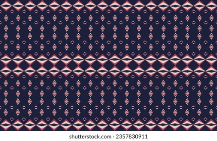 conjunto de patrones sin fisuras como patrón de diamante rosa y azul tradicionalmente cultural sobre diseños de fondo azul oscuro para impresión de tela o papel de pared o fondo
