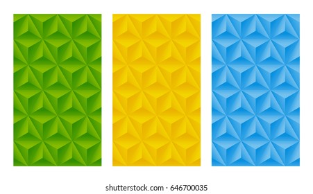 Set of seamless patterns with triangle relief ornate