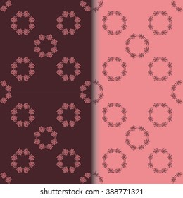 Set of seamless patterns with two circular floral print.
