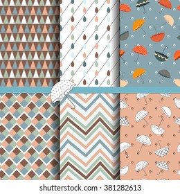 set of seamless patterns umbrella