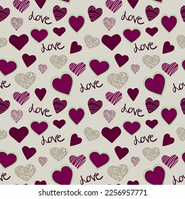 A set of seamless patterns for Valentine s Day. 1000 by 1000 pixels with hearts. Vector graphics