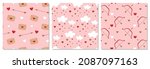 Set of seamless patterns for Valentine