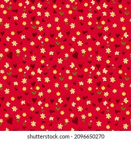 Un conjunto de patrones sin fisuras para el Día de San Valentín que miden 1000 por 1000 píxeles con corazones y plantas de doodle. Gráficos vectoriales