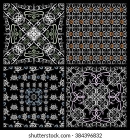 Set of seamless patterns. Vector backgrounds collection. Vintage, wedding decoration, tile.