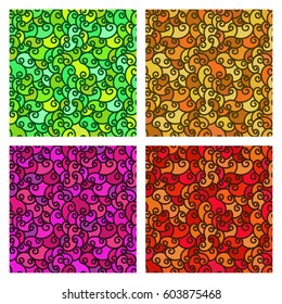 Set of seamless patterns. Wave colorful background.