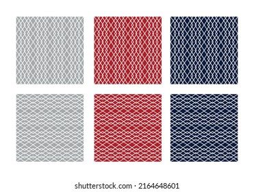 set of seamless patterns with white lines forming geometric rhombus ornament 