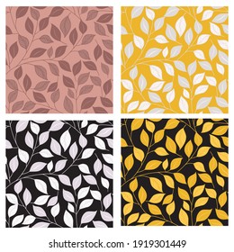 Set of seamless patterns,Abstract exotic leaves seamless pattern. 
