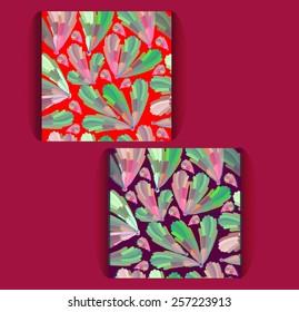 Set of seamless patterns.Abstract petals in a seamless vegetable pattern. Square vector illustration.