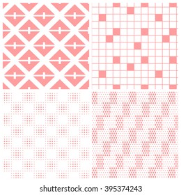 Set of seamless pink pattern, abstract background