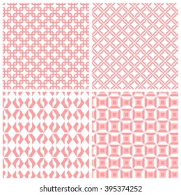Set of seamless pink pattern, abstract background