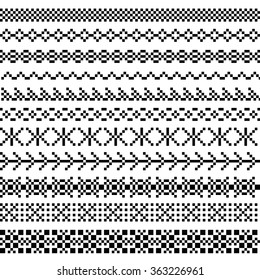 Set of seamless pixel borders