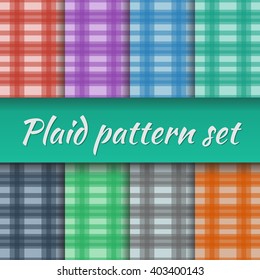 Set of seamless plaid pattern. Vector illustration