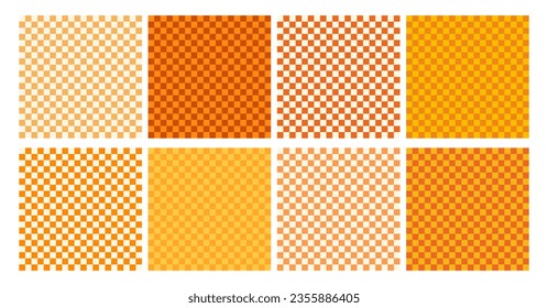 Set of seamless plaid patterns in yellow and orange hues. Fall Gamma. Halloween Celebration. Universal background for designs