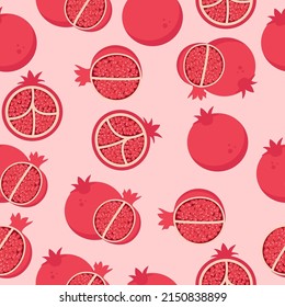 A set of seamless pomegranate patterns. Fruit Different 