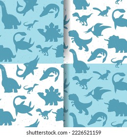 A set of seamless prints with a bsaur. contrasting vector pattern,  dinound with a grunge effect, a print for textiles