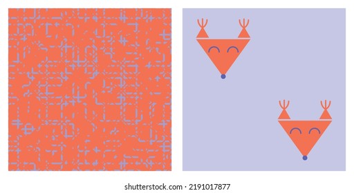 Set of seamless prints with a canvas or burlap texture and cute squirrels' snouts. Use it for kids or baby collection, linen. Vector illustration.