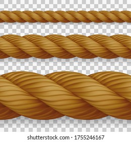 Set of seamless realistic hemp ropes with high detail