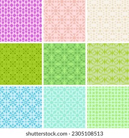 Conjunto de orígenes de repetición sin problemas. Resumen de patrones geométricos clásicos. Ornamento sencillo para imprimir en papel, textiles, diseño de papel pintado, embalaje, cubiertas, alfombras. Ilustración del vector