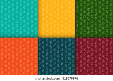 Set of seamless retro pattern with isometric line icons currency symbols. Vector illustration.